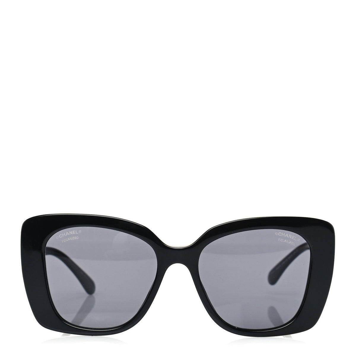 Acetate Strass Polarized Square Sunglasses 5422-B-A Black