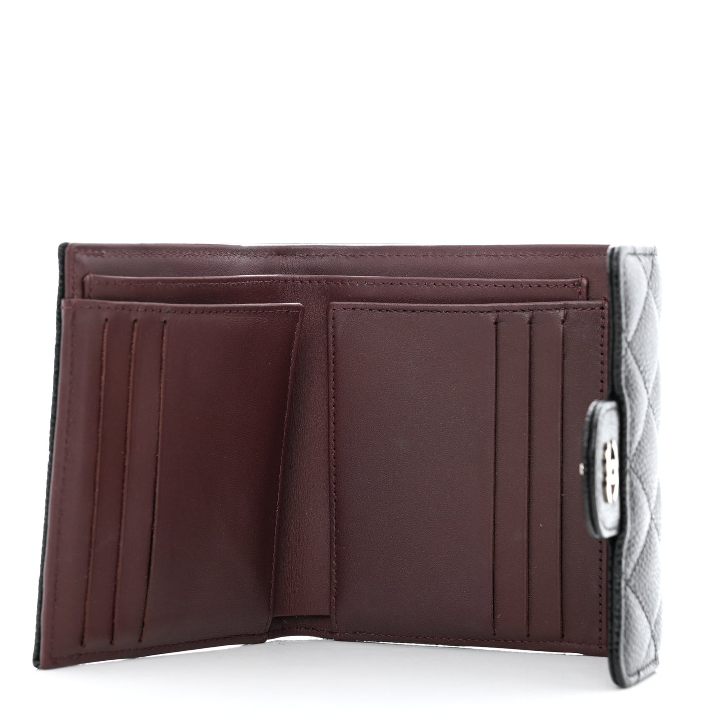 Caviar Quilted Compact Flap Wallet Black