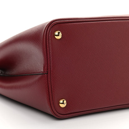 Prada Saffiano Cuir Medium Double Bag Cerise Black 5 of 11