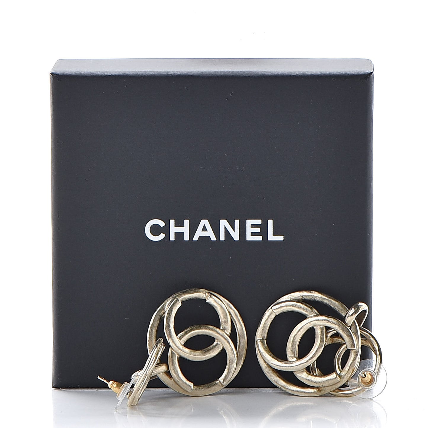 CC Hoop Drop Earrings Light Gold