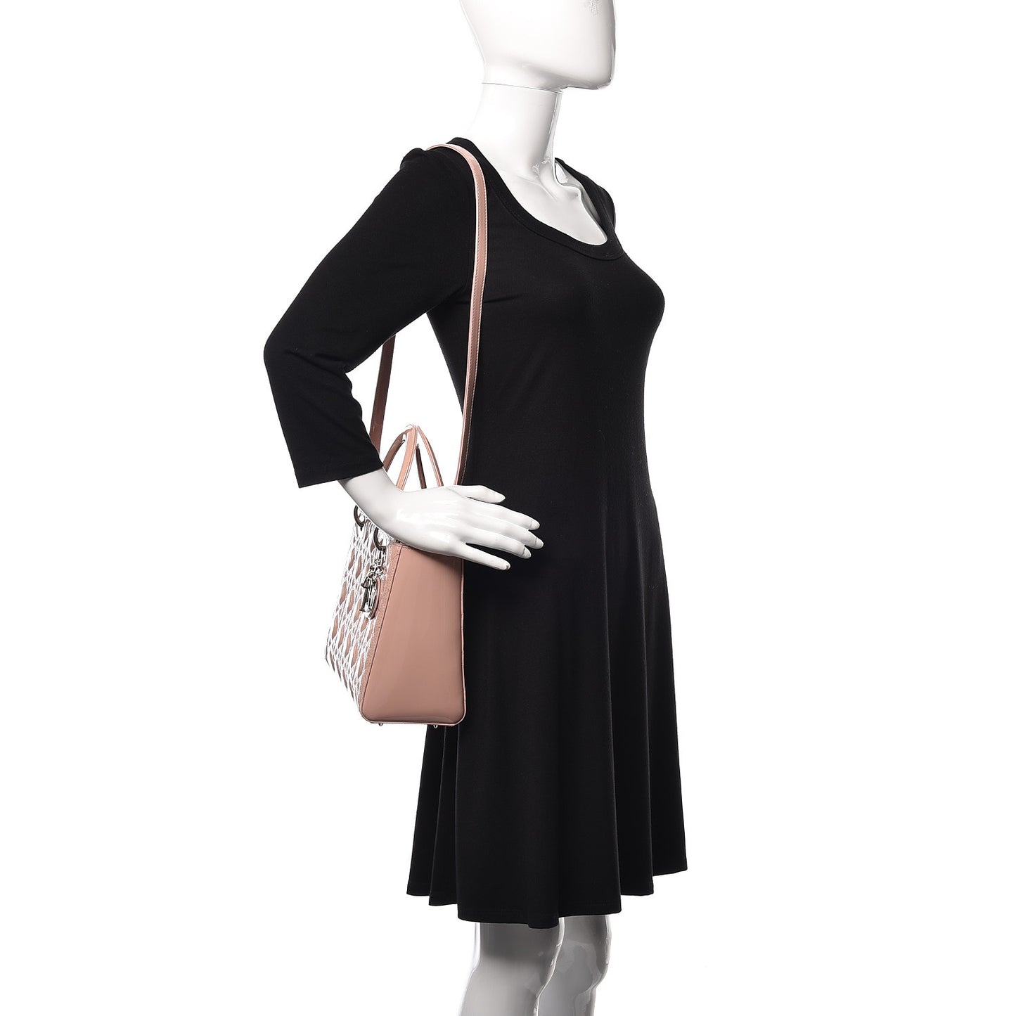 Patent Cannage Medium Lady Dior Rose Clair