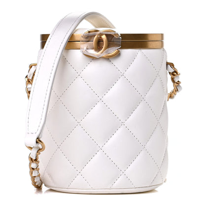 Chanel Lambskin Quilted Mini Crown Box Bag White 1 of 6