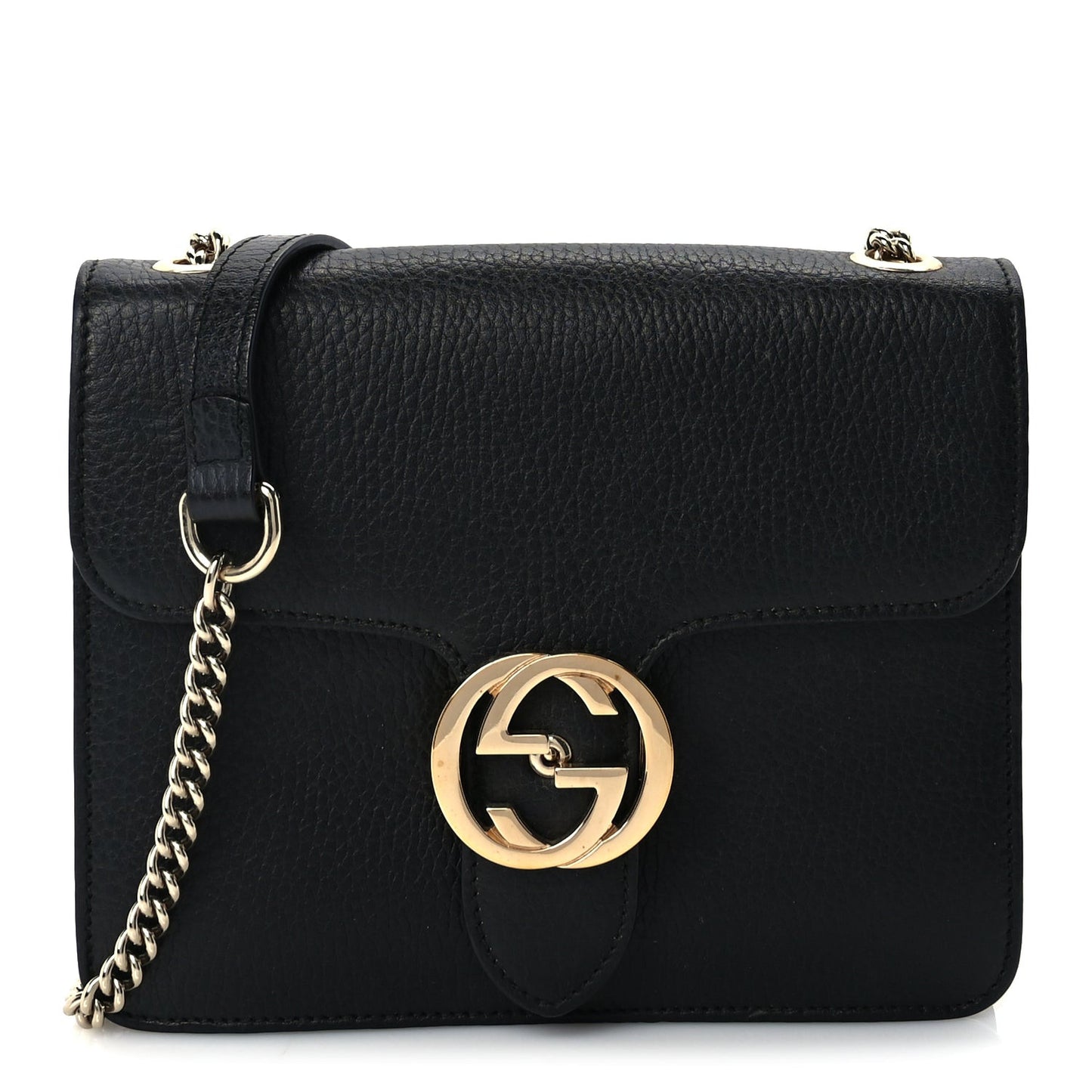 Dollar Calfskin Small Interlocking G Shoulder Bag Black