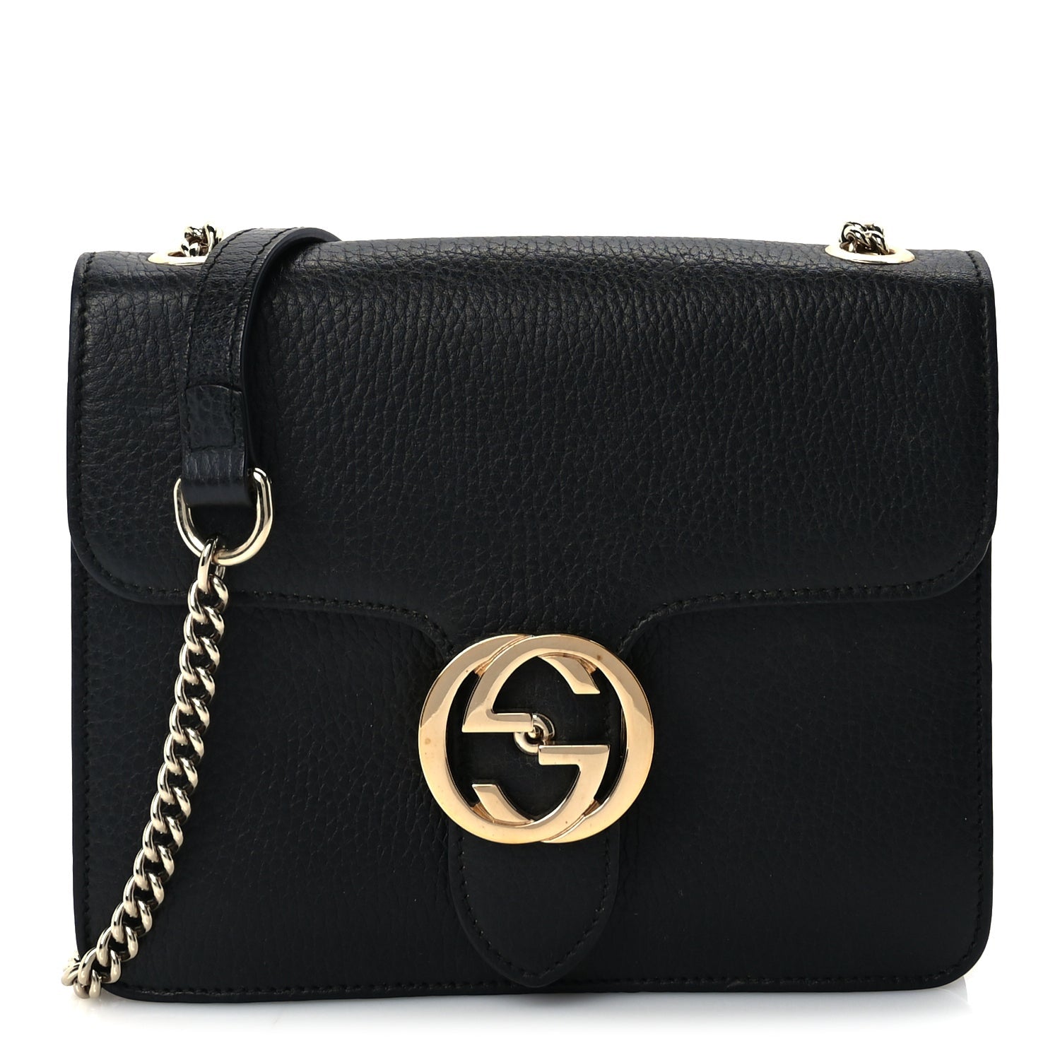 Gucci Dollar Calfskin Small Interlocking G Shoulder Bag Black 1 of 8