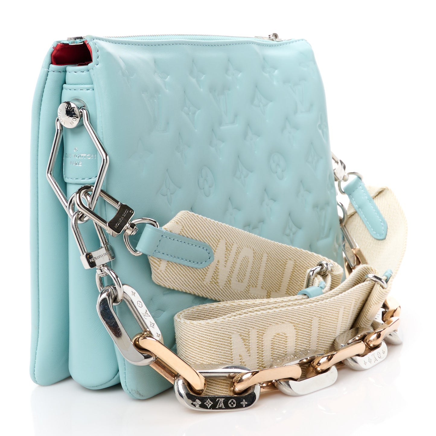 Lambskin Embossed Monogram Coussin PM Bleu