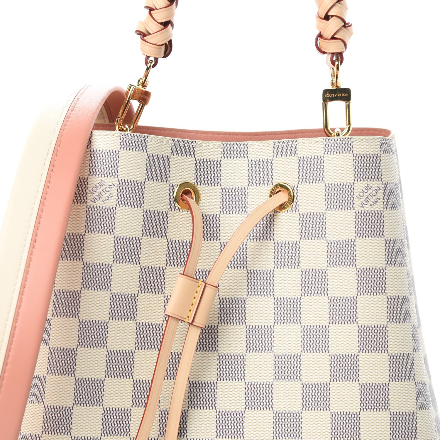 Louis Vuitton Damier Azur Braided Neonoe MM Peach Cream 9 of 12