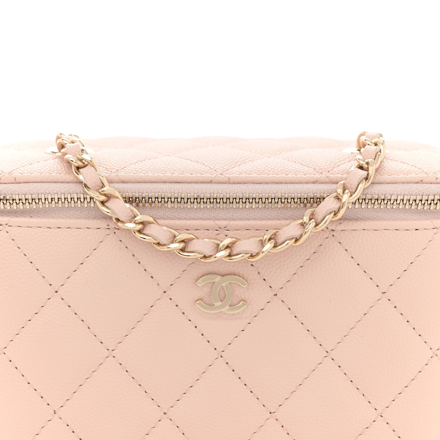 Chanel Caviar Quilted Small Vanity Case With Chain Light Beige 8 of 11