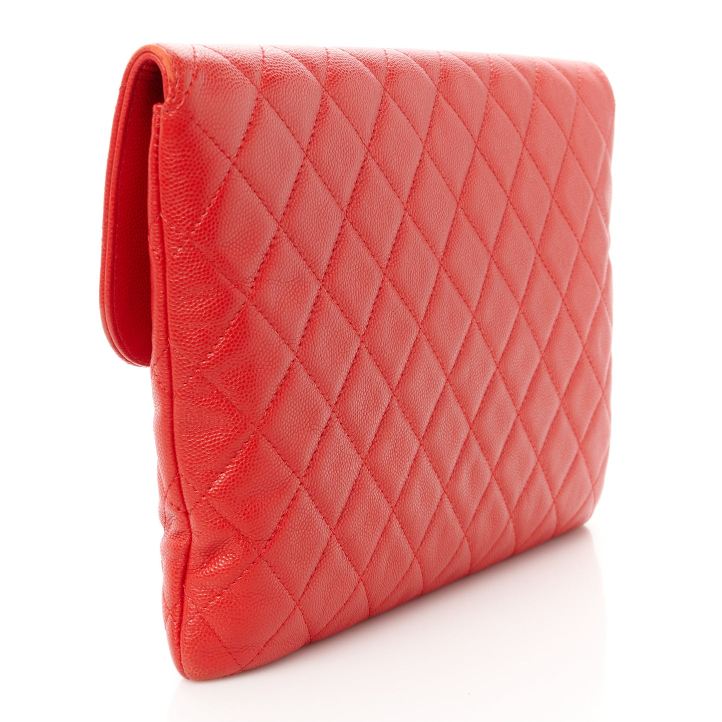 Caviar Quilted Medium Golden Class Pouch Red