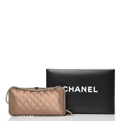 Chanel Satin Quilted Chain Around Clutch Beige 9 of 9