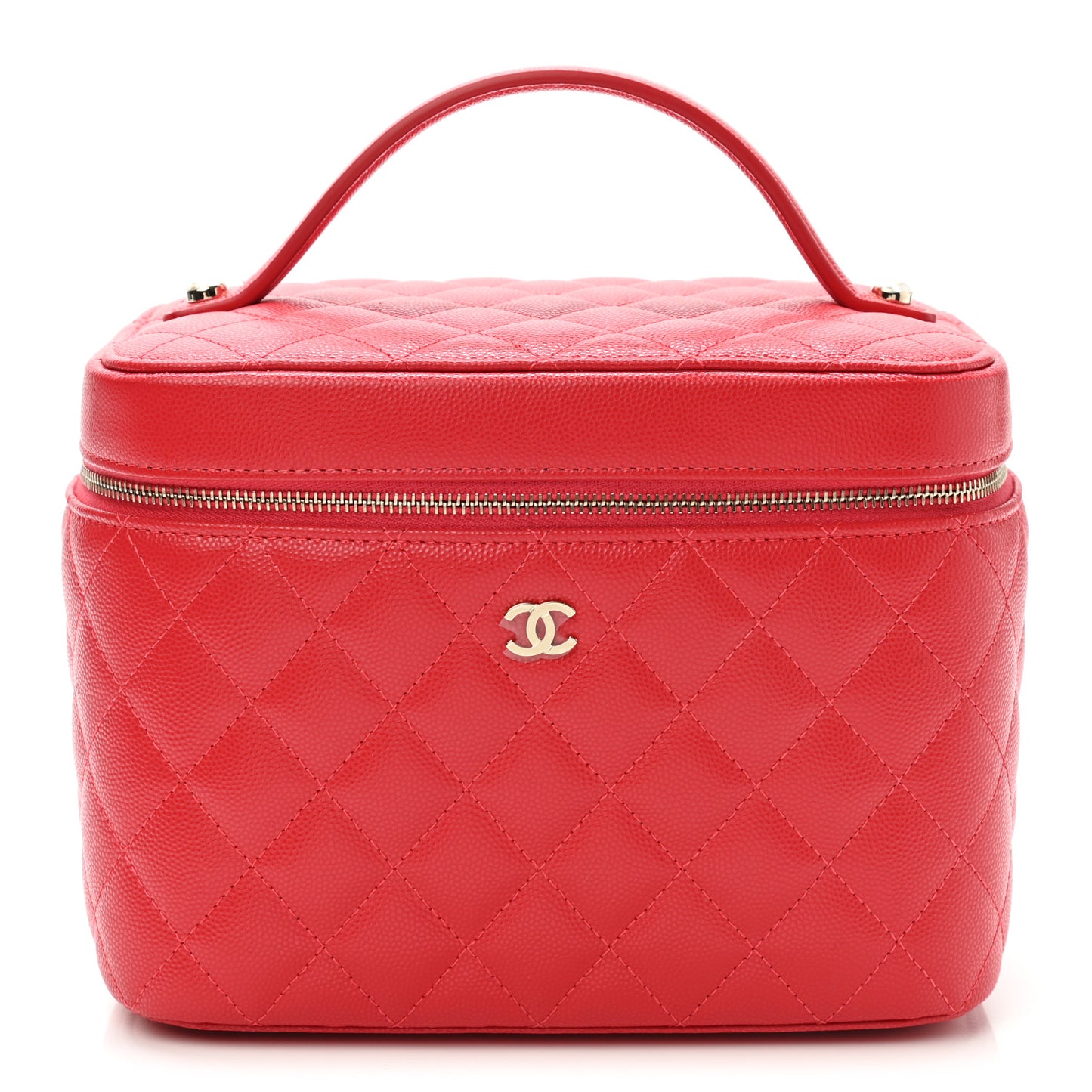 Caviar Quilted Large Vanity Pouch Red