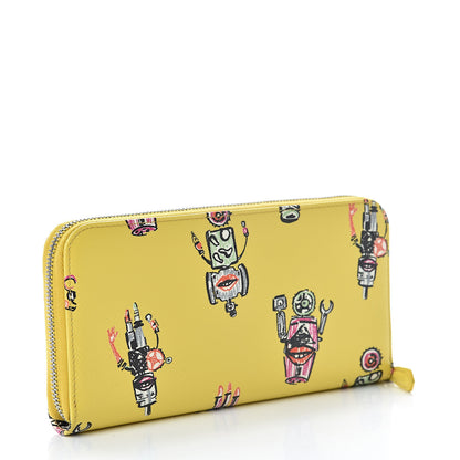 Prada Saffiano Robot Zip Around Wallet Giallo 3 of 7