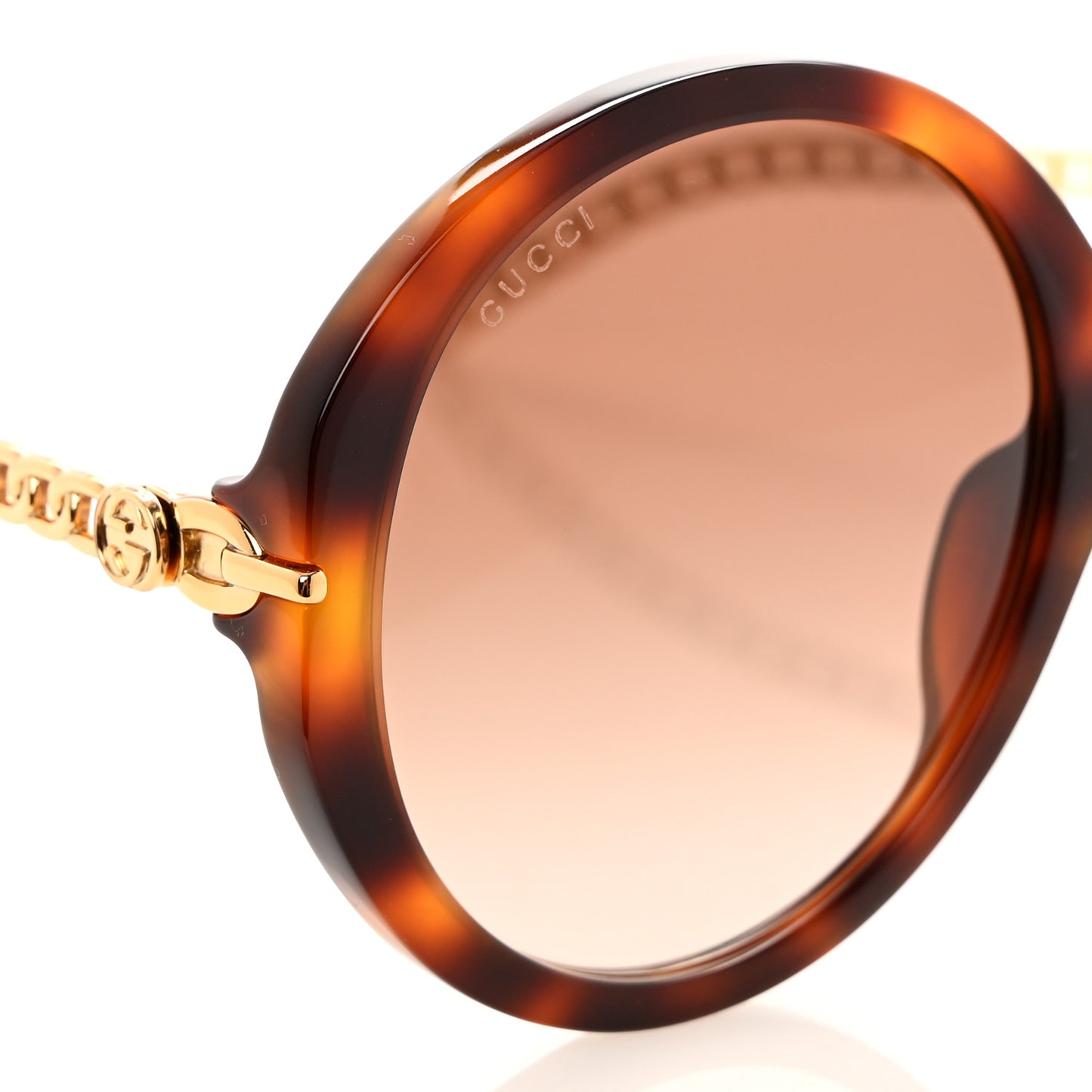 Acetate Detachable Charm Oversized Frame Round Sunglasses GG0726S Havana