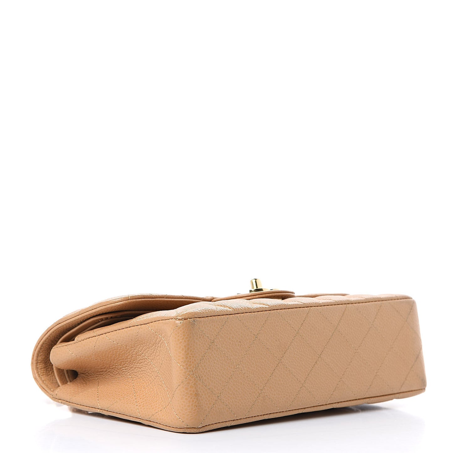 Caviar Quilted Small Double Flap Beige