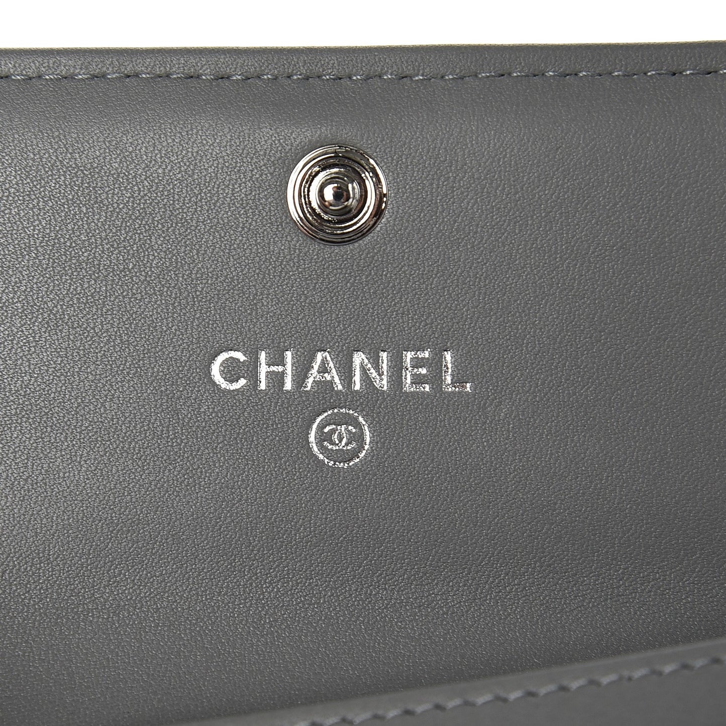 Lambskin Quilted Boy Card Holder Wallet Grey