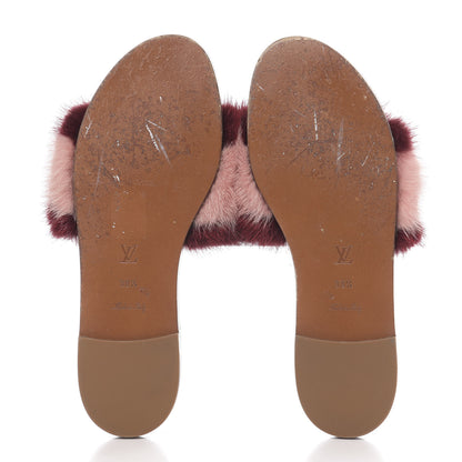 Louis Vuitton Mink Fur Lock It Flat Mule 38.5 Bordeaux 5 of 8