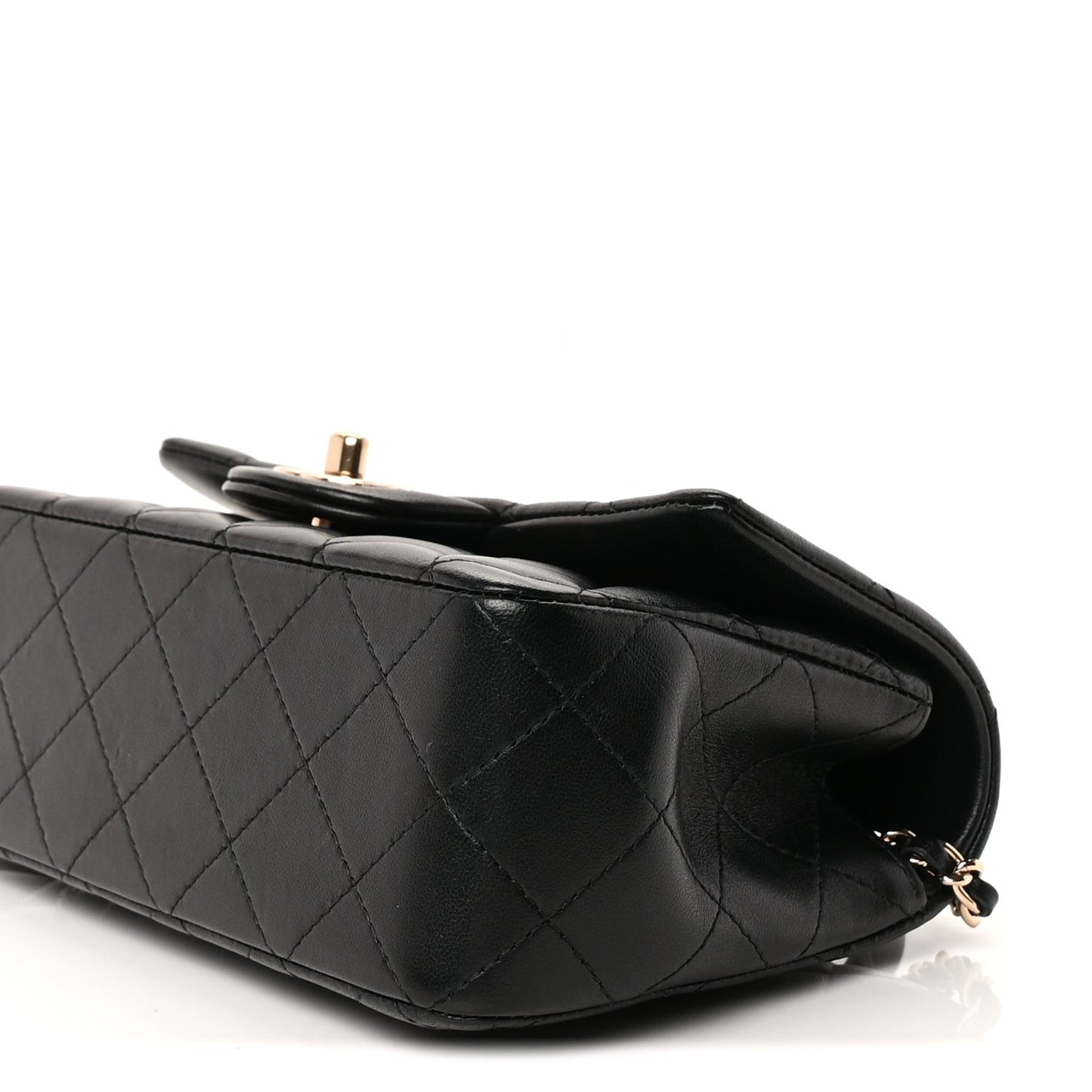 Lambskin Quilted Mini Top Handle Rectangular Flap Black