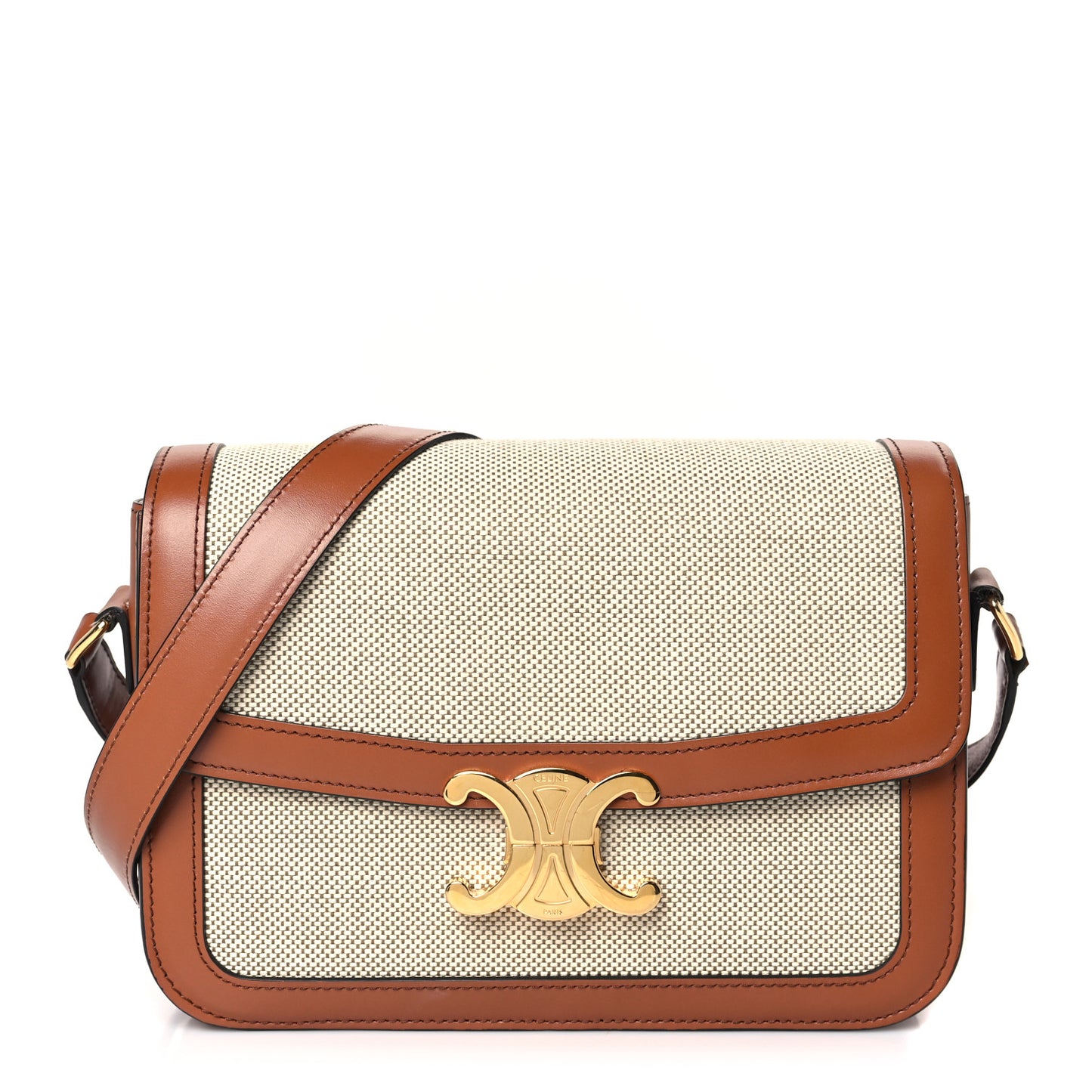 Textile Calfskin Classique Triomphe Bag Natural Tan