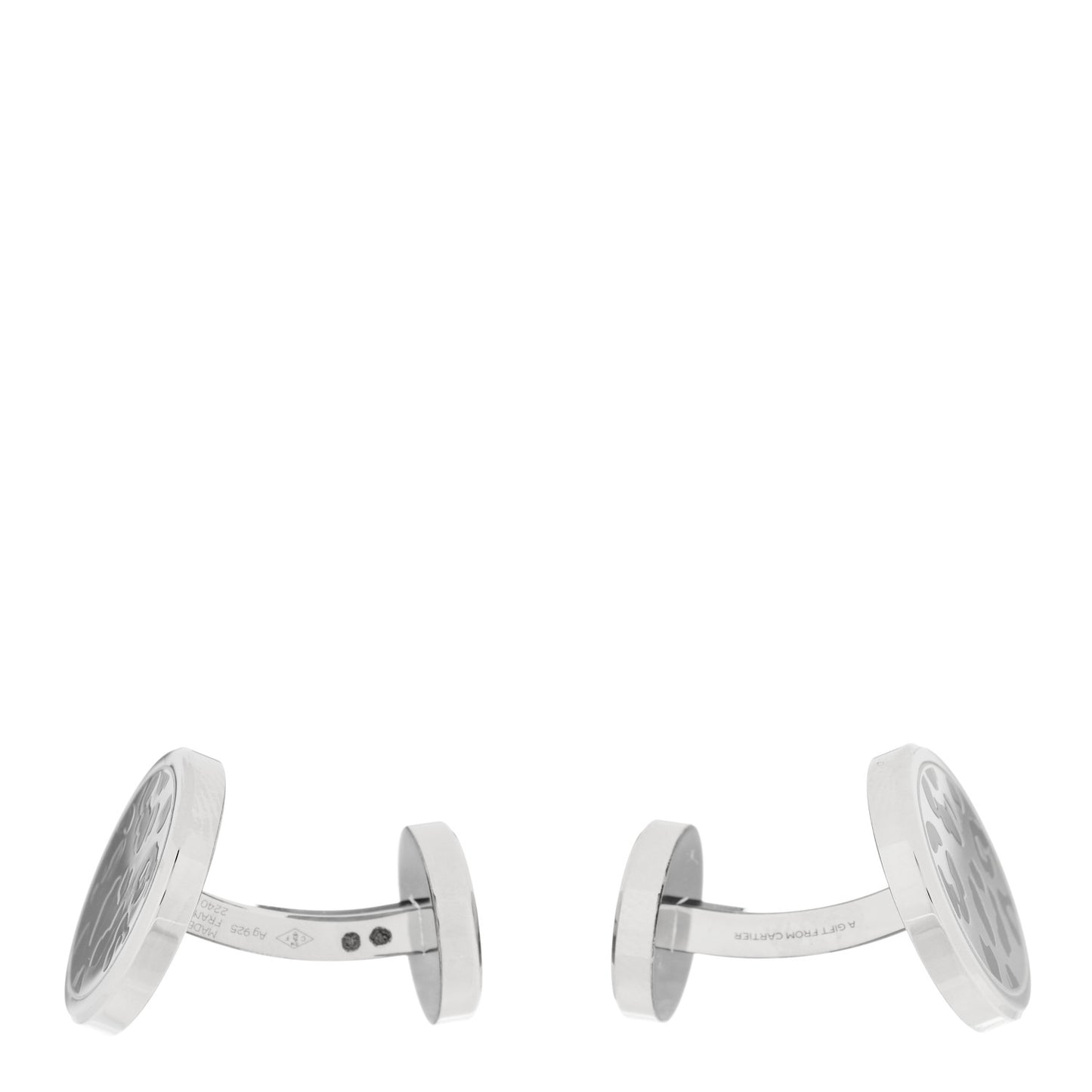 Sterling Silver Palladium Black Lacquer Panthere Cufflinks