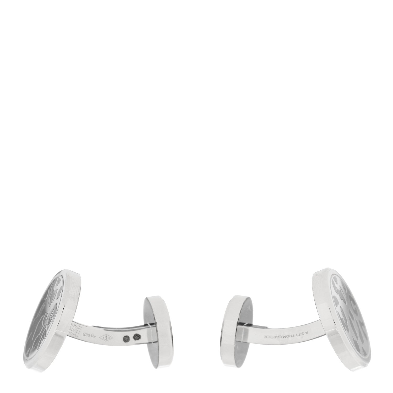 Cartier Sterling Silver Palladium Black Lacquer Panthere Cufflinks 3 of 6