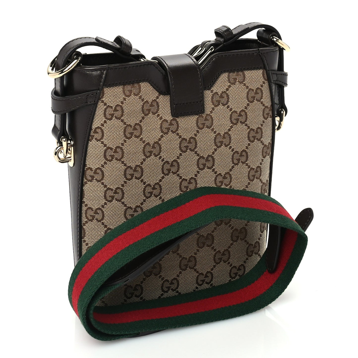 Monogram Web Mini Bucket Bag Beige Dark Brown
