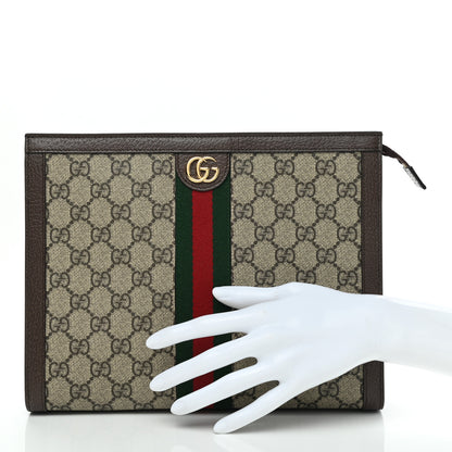 Gucci GG Supreme Monogram Web Ophidia Pouch Brown 2 of 7
