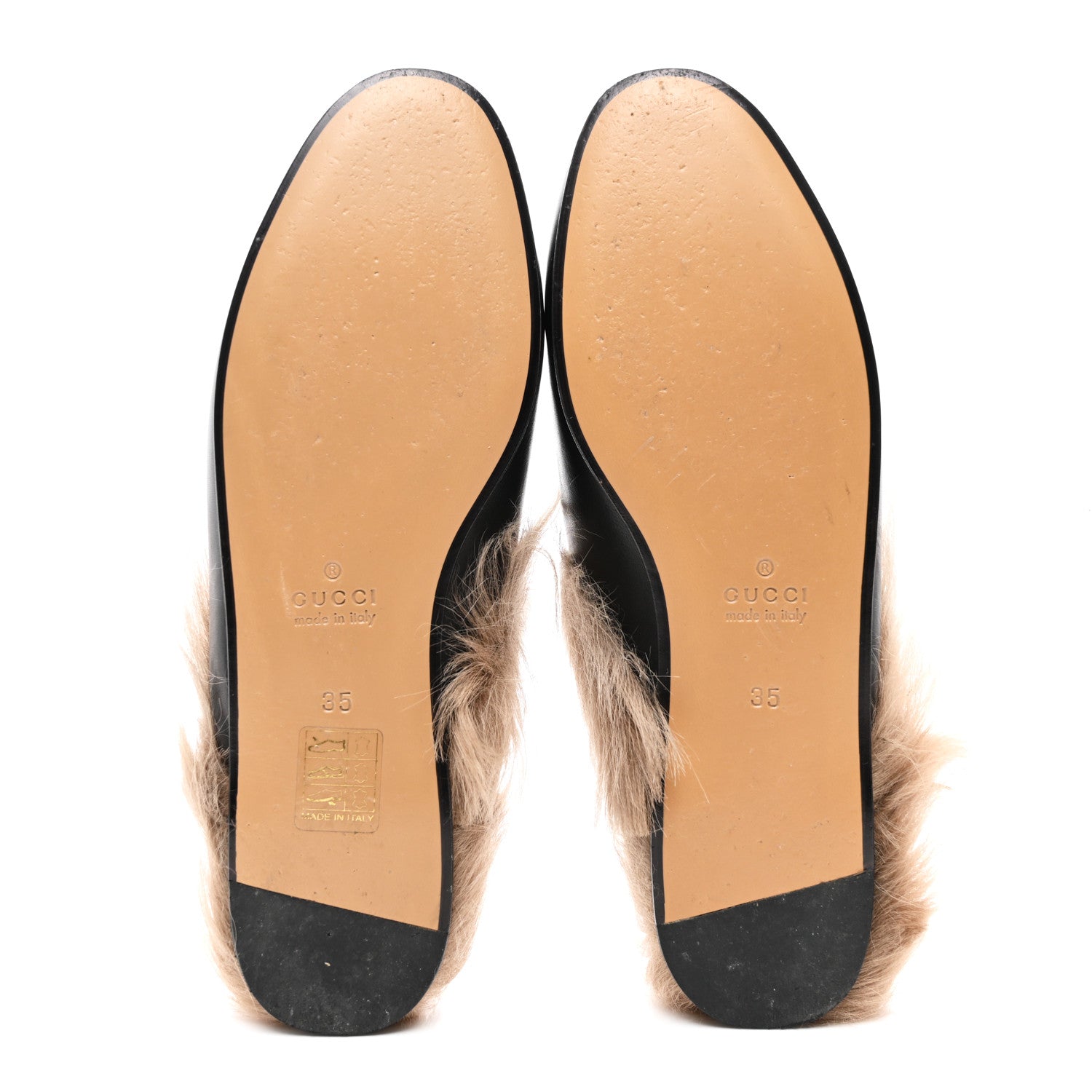 Gucci Calfskin Fur Flame Princetown Slippers 35 Black 5 of 8