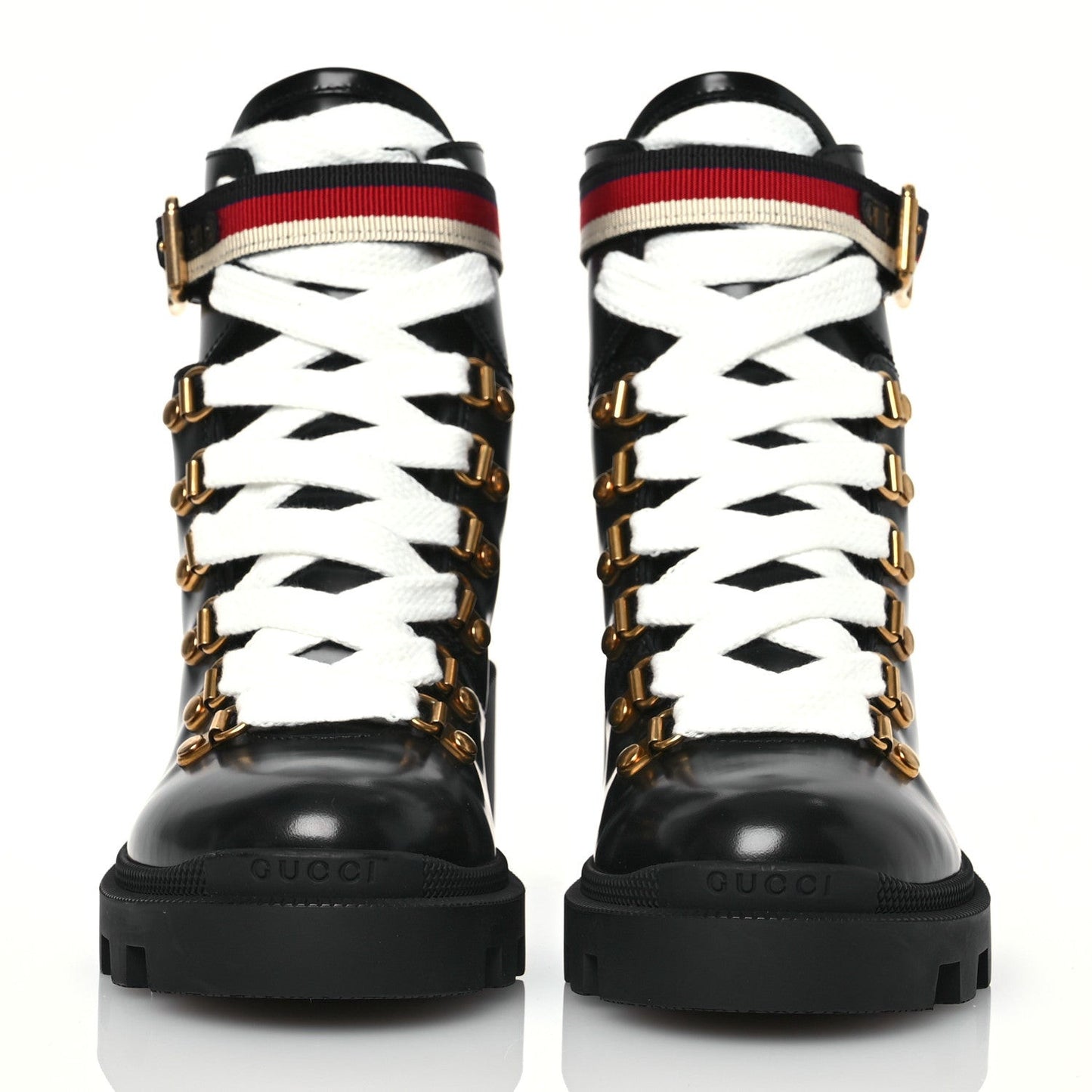 Calfskin Sylvie Web Womens Lace Up Combat Boots 35 Black