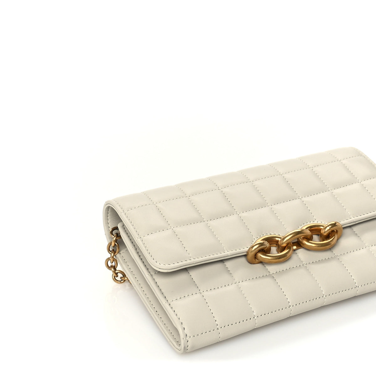 Lambskin Carre Quilted Le Maillon Wallet On Chain Crema Soft