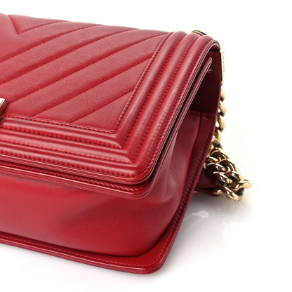 Chanel Lambskin Chevron Quilted Medium Boy Flap Red 18 of 18