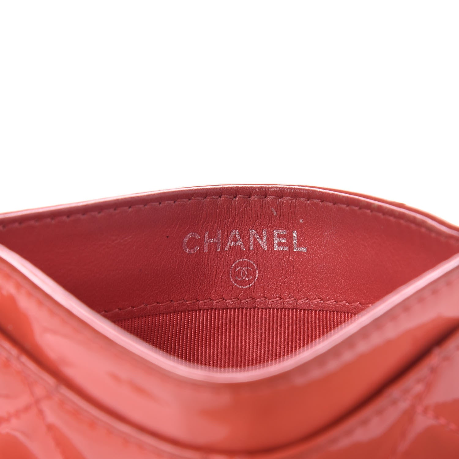 Chanel Patent Calfskin Quilted Card Holder Coral 5 of 8