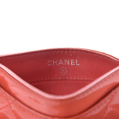 Chanel Patent Calfskin Quilted Card Holder Coral 5 of 8