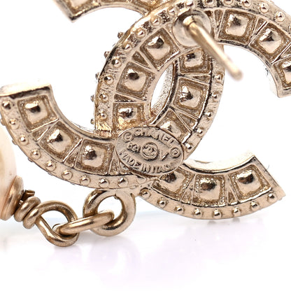 Chanel Crystal Pearl CC Drop Earrings Gold 4 of 4