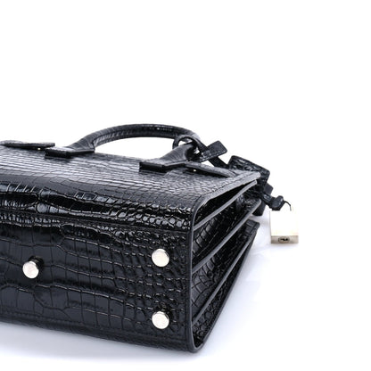 Saint Laurent Calfskin Crocodile Embossed Nano Sac De Jour Black 8 of 8