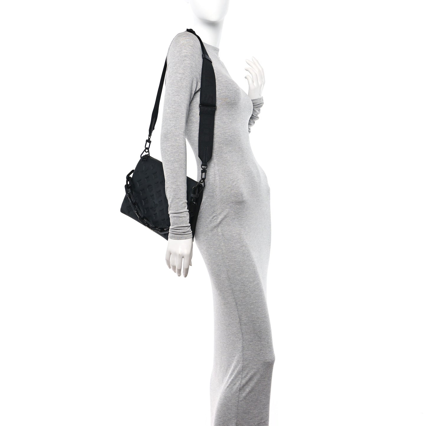 Matte Lambskin Embossed Monogram Black Out Coussin PM All Black