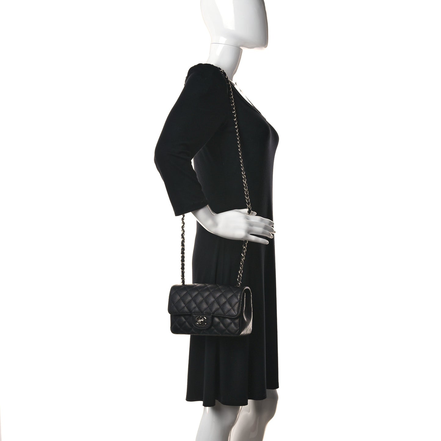 Caviar Quilted Mini Rectangular Flap Black