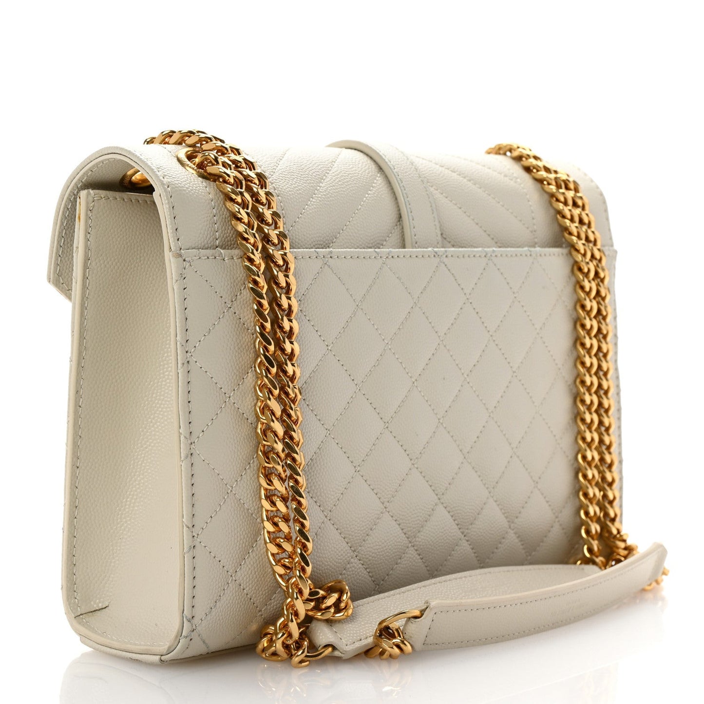 Grain De Poudre Textured Mixed Matelasse Medium Triquilt Monogram Satchel Crema Soft