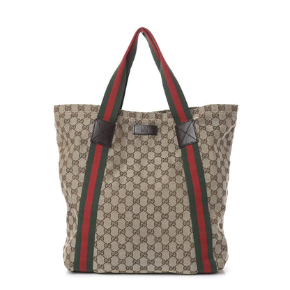 Gucci GG Monogram Medium Web Handle Vertical Tote Dark Brown 1 of 10