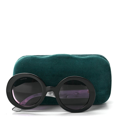 Gucci Acetate Round GG0319S Sunglasses Black Grey 9 of 9