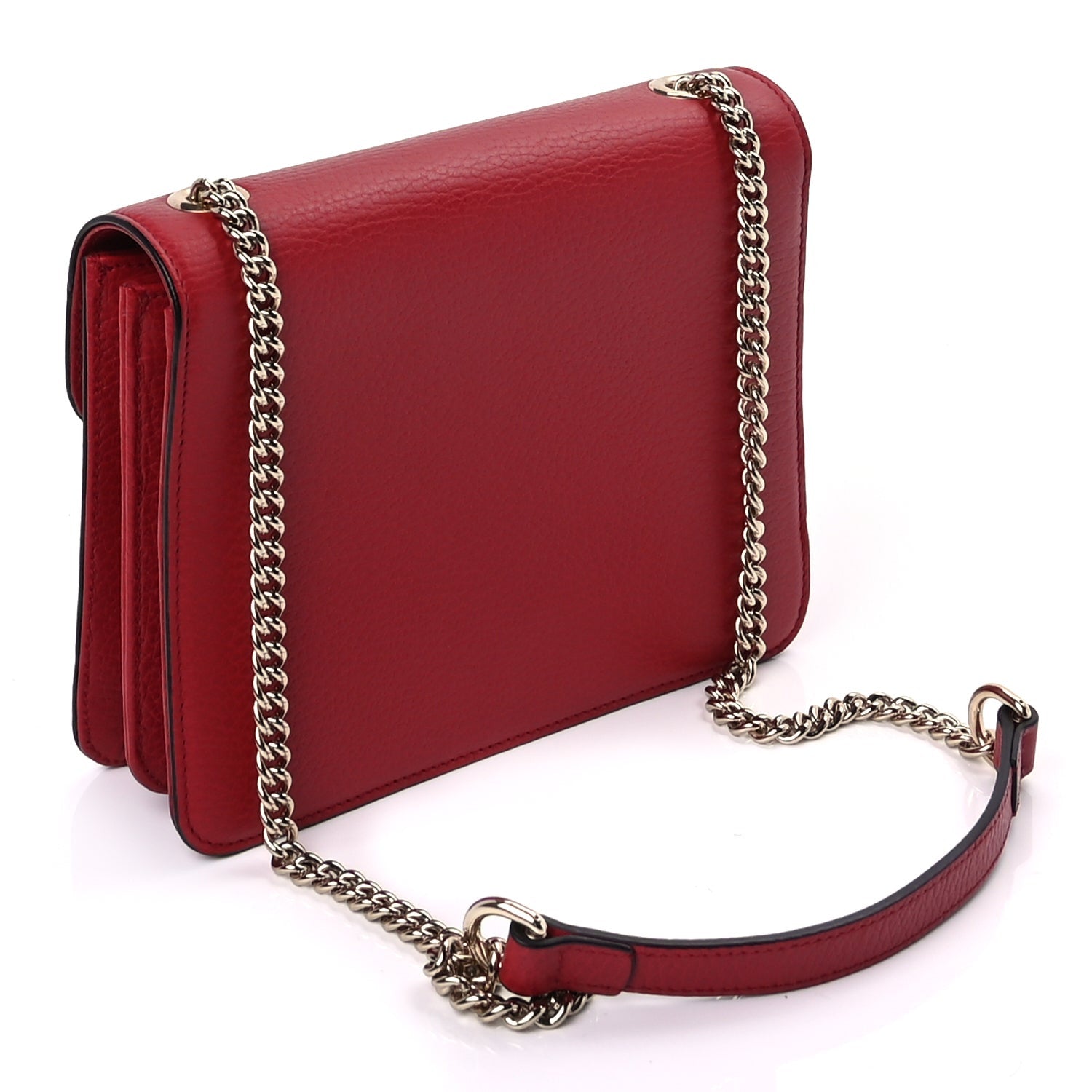 Gucci Dollar Calfskin Small Interlocking G Shoulder Bag Red 2 of 7
