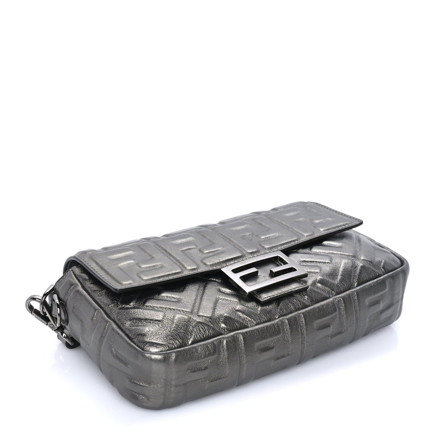 FENDI Nappa FF 1974 Embossed Baguette Black Black