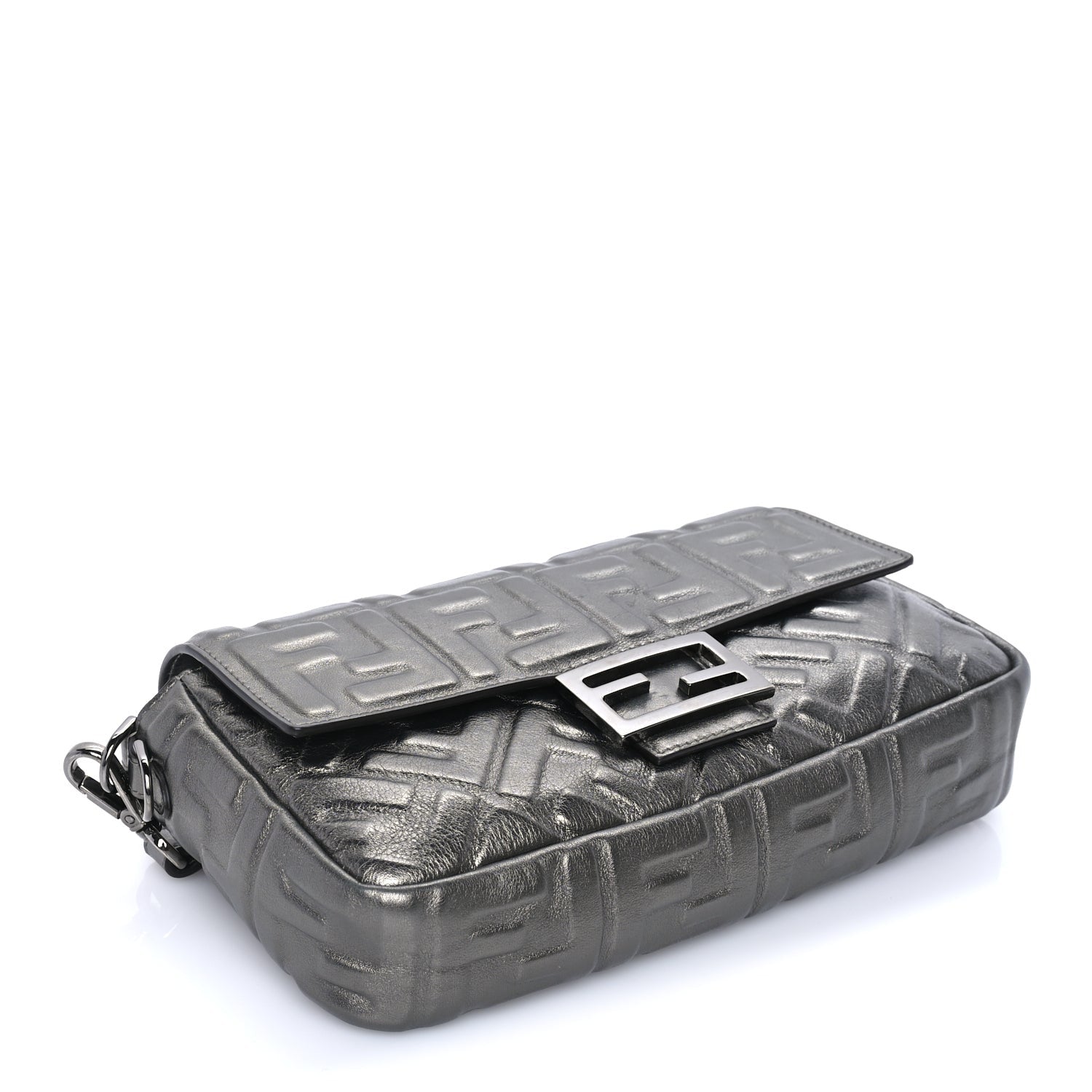 Fendi FENDI Nappa FF 1974 Embossed Baguette Black Black 7 of 7
