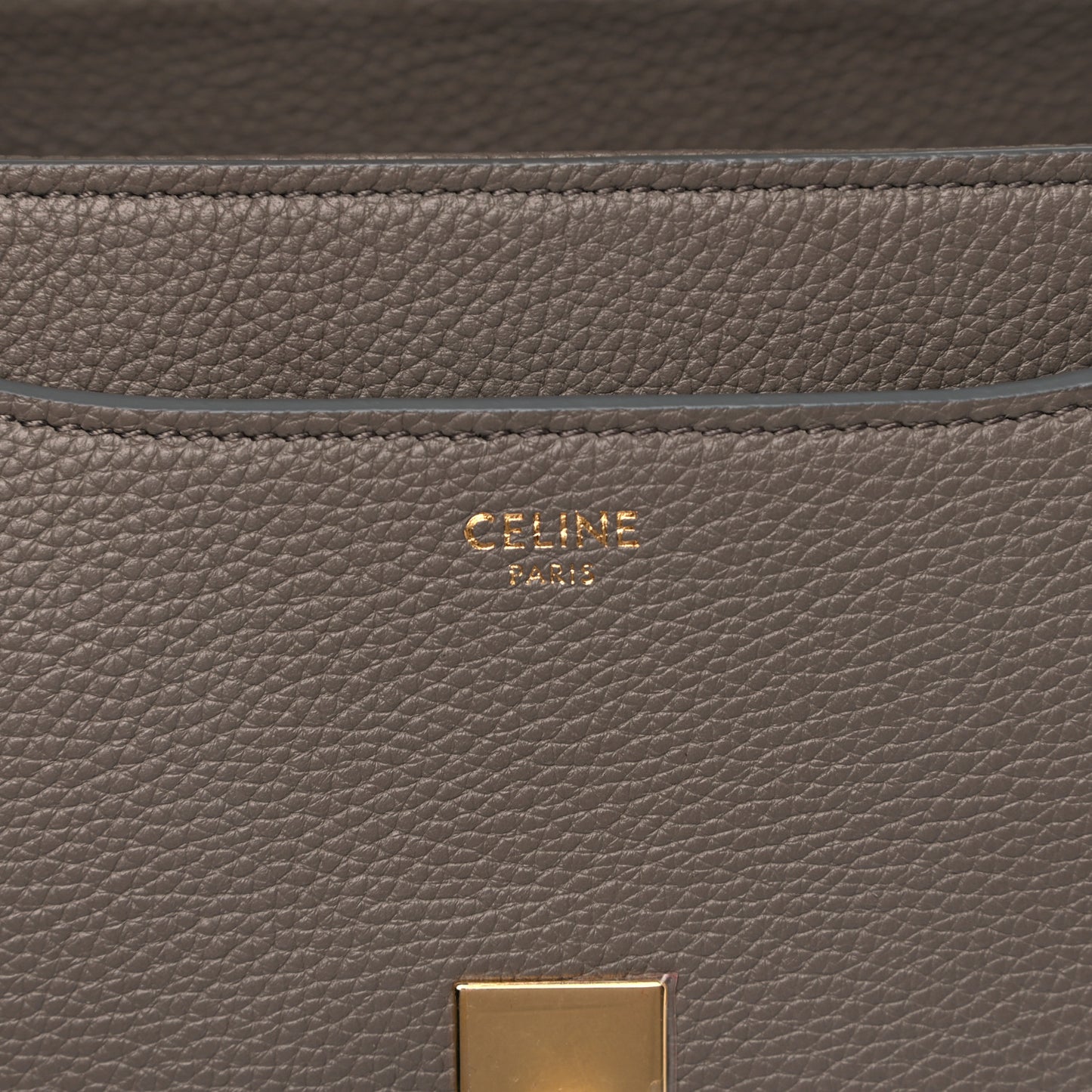Grained Calfskin Small 16 Top Handle Bag Pebble