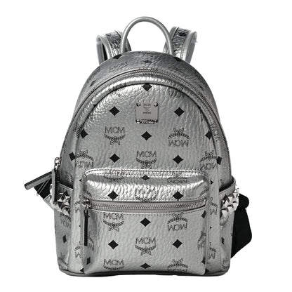 MCM Visetos Small Side Stud Stark Backpack Silver 1 of 9