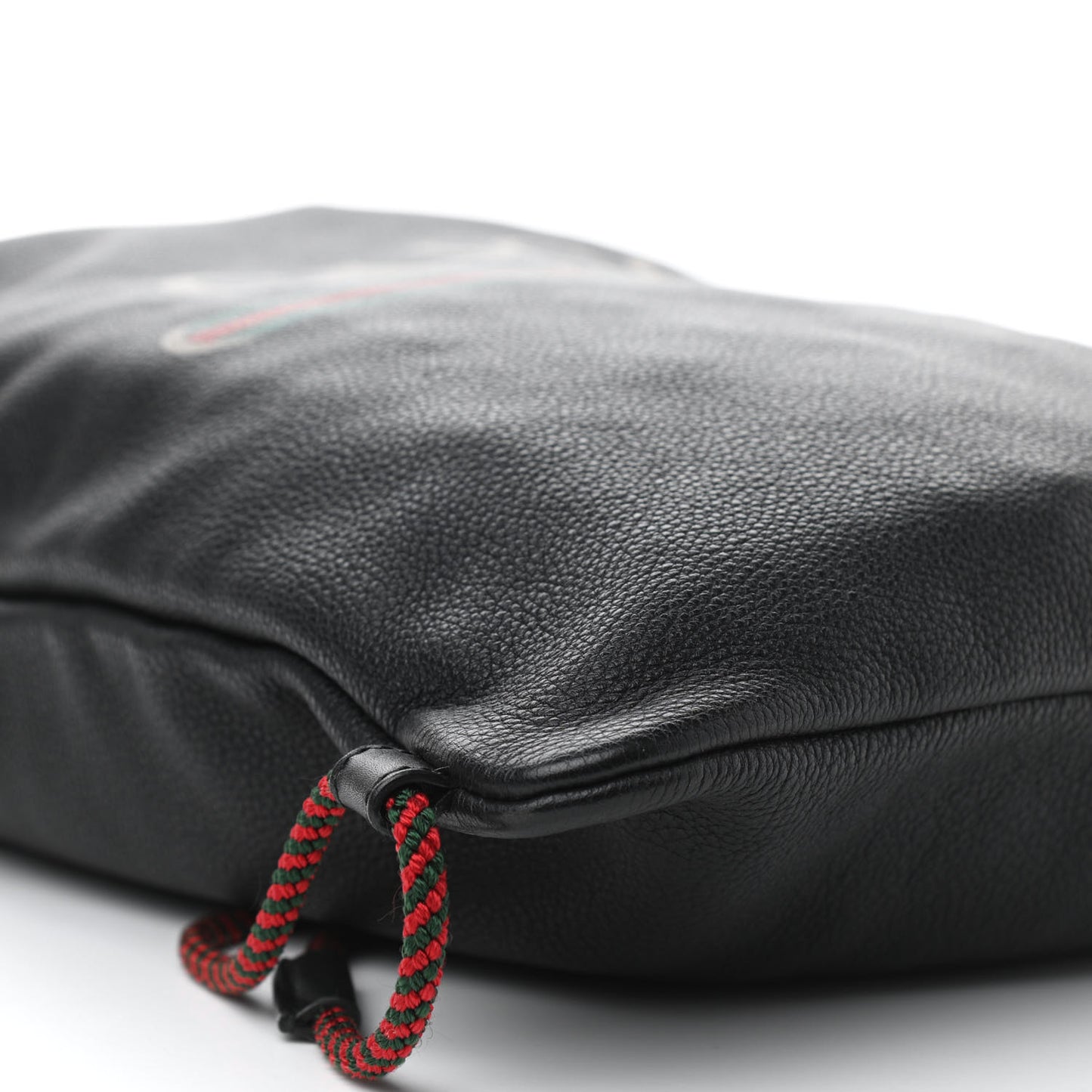 Calfskin Logo Drawstring Backpack Black