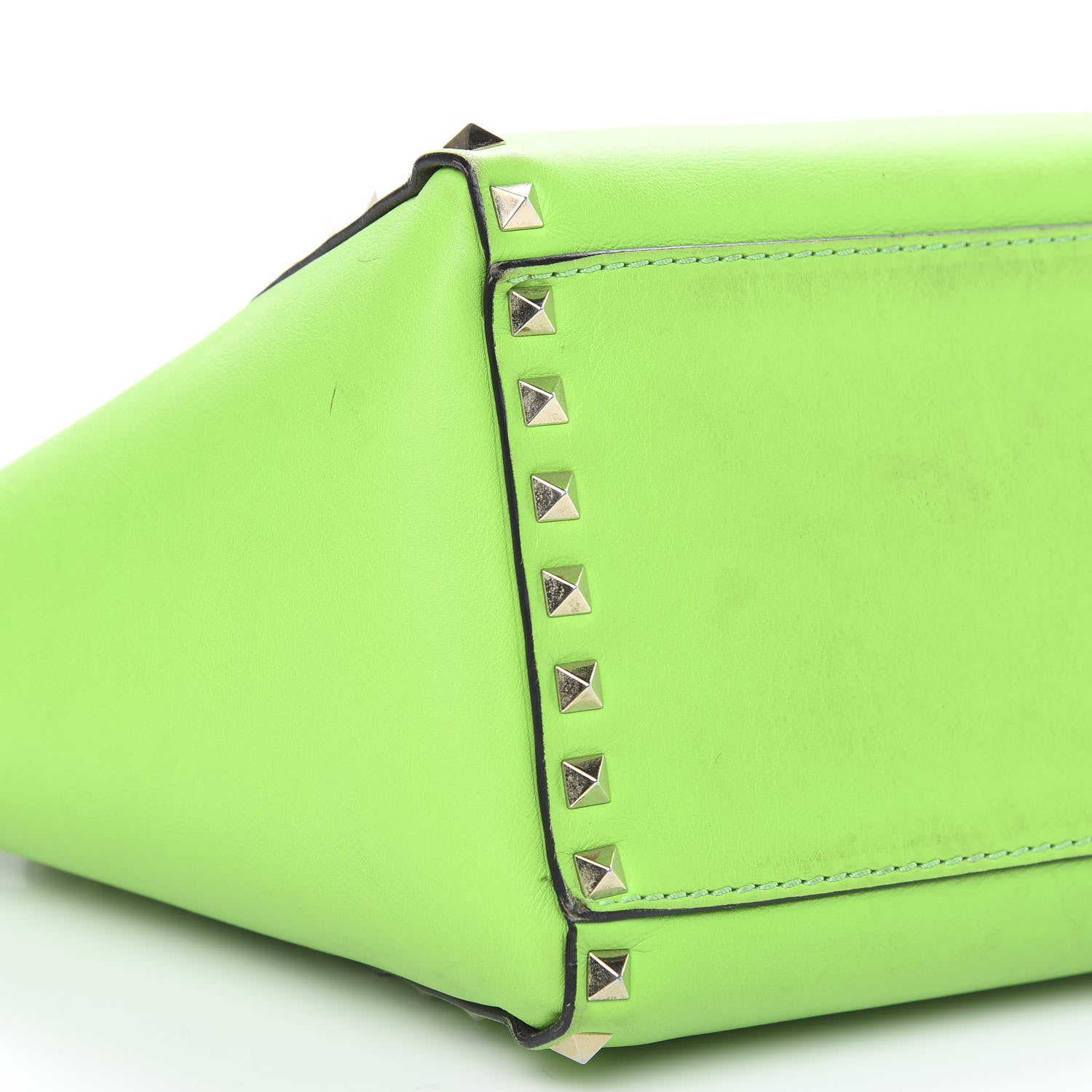 Valentino Garavani Vitello Small Rockstud Double Handle Tote Green Fluo 9 of 18
