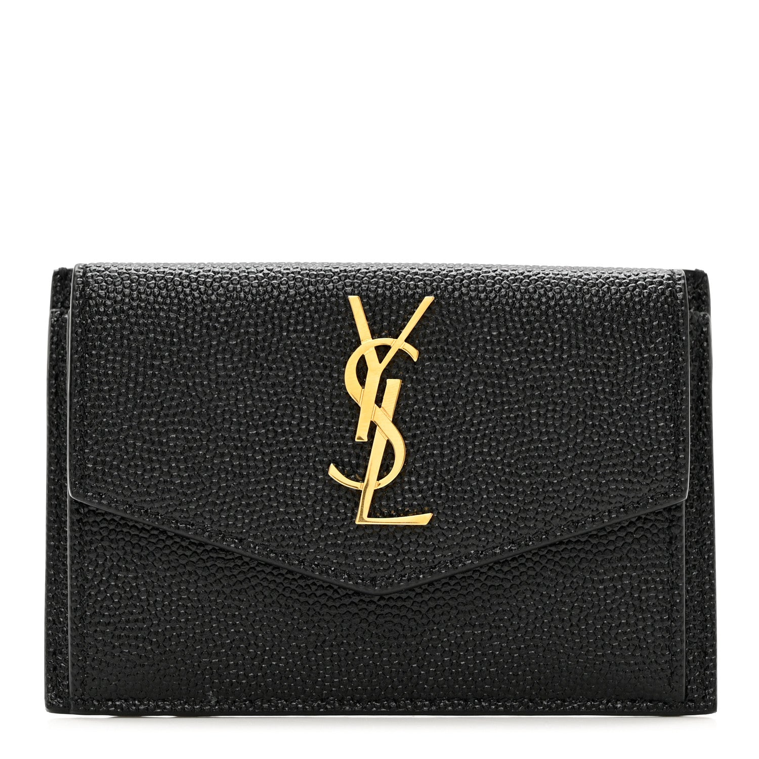 Saint Laurent Grain De Poudre Uptown Monogram Card Case Black 1 of 6
