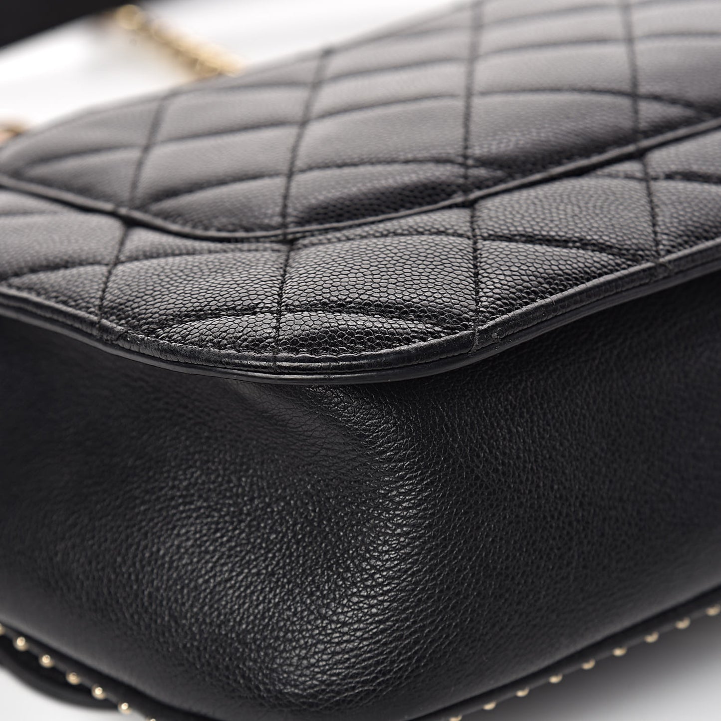 Caviar Quilted Large Studded Flap Black