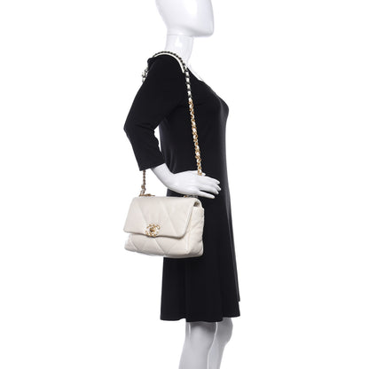 Chanel Lambskin Quilted Medium Chanel 19 Flap White 2 of 9
