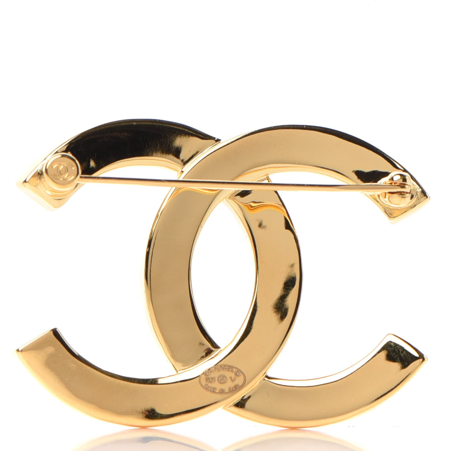 Chanel Metal Paris Button CC Large Brooch Gold 3 of 4