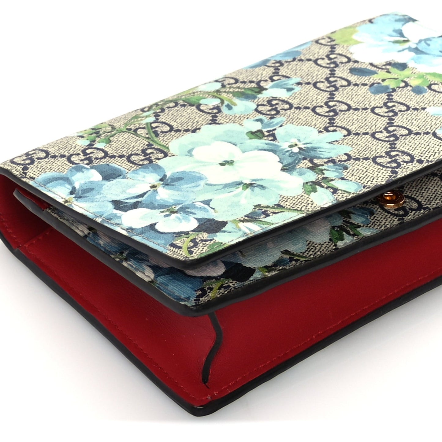 GG Supreme Monogram Blooms Chain Wallet  Blue